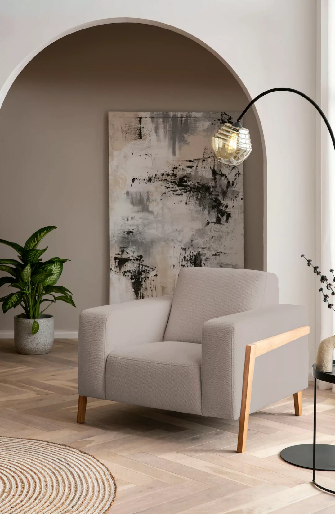 exxpo - sofa fashion Sessel, im Scandinavian Design, mit Massive Holzfüße, günstig online kaufen