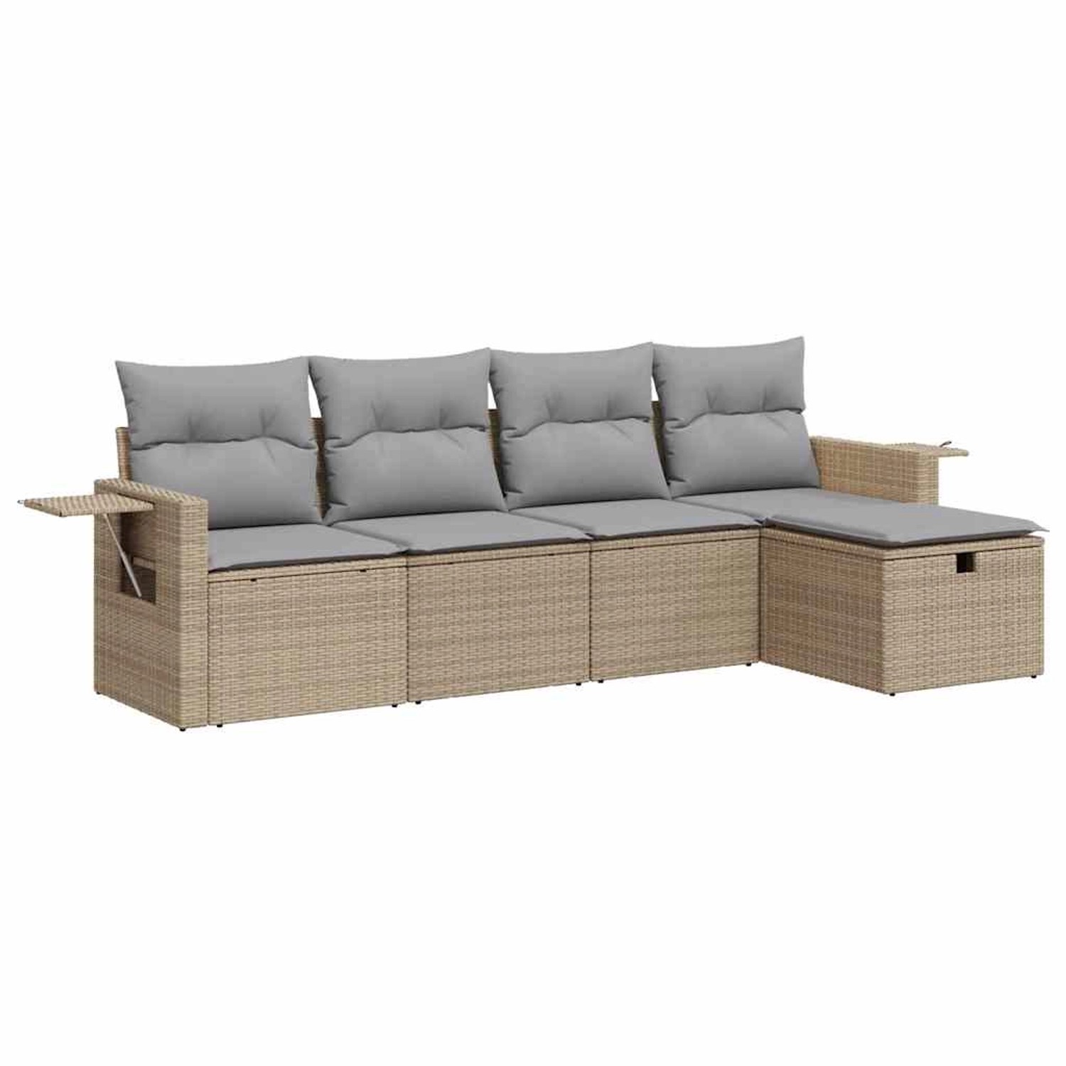vidaXL 5-Tlg Garten-Sofagarnitur mit Kissen Beige Poly Rattan 3325465 günstig online kaufen