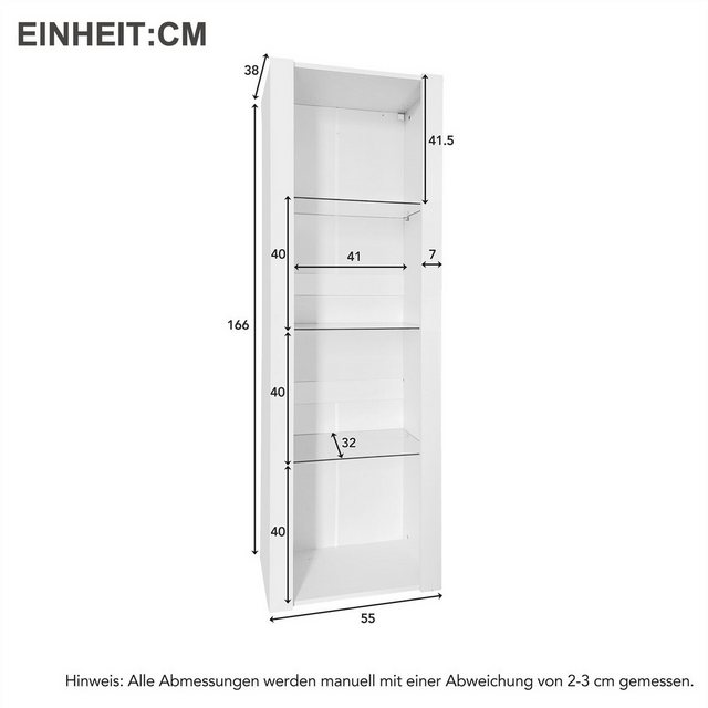 autolock Vitrine Hochglanz-Vitrinenschrank mit LED-Beleuchtung, 3 Glasfäche günstig online kaufen