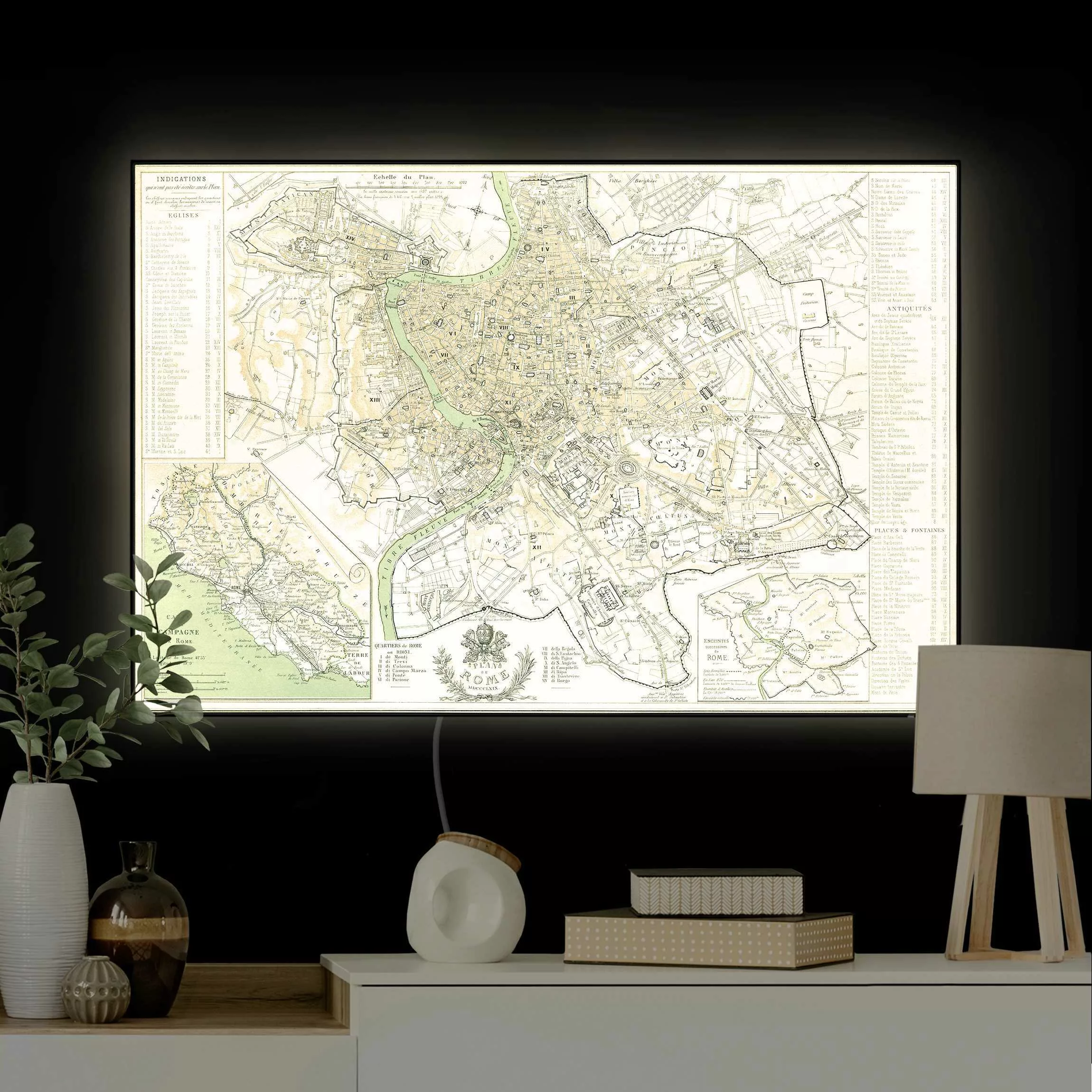 LED-Wechselbild Vintage Stadtplan Rom Antik günstig online kaufen