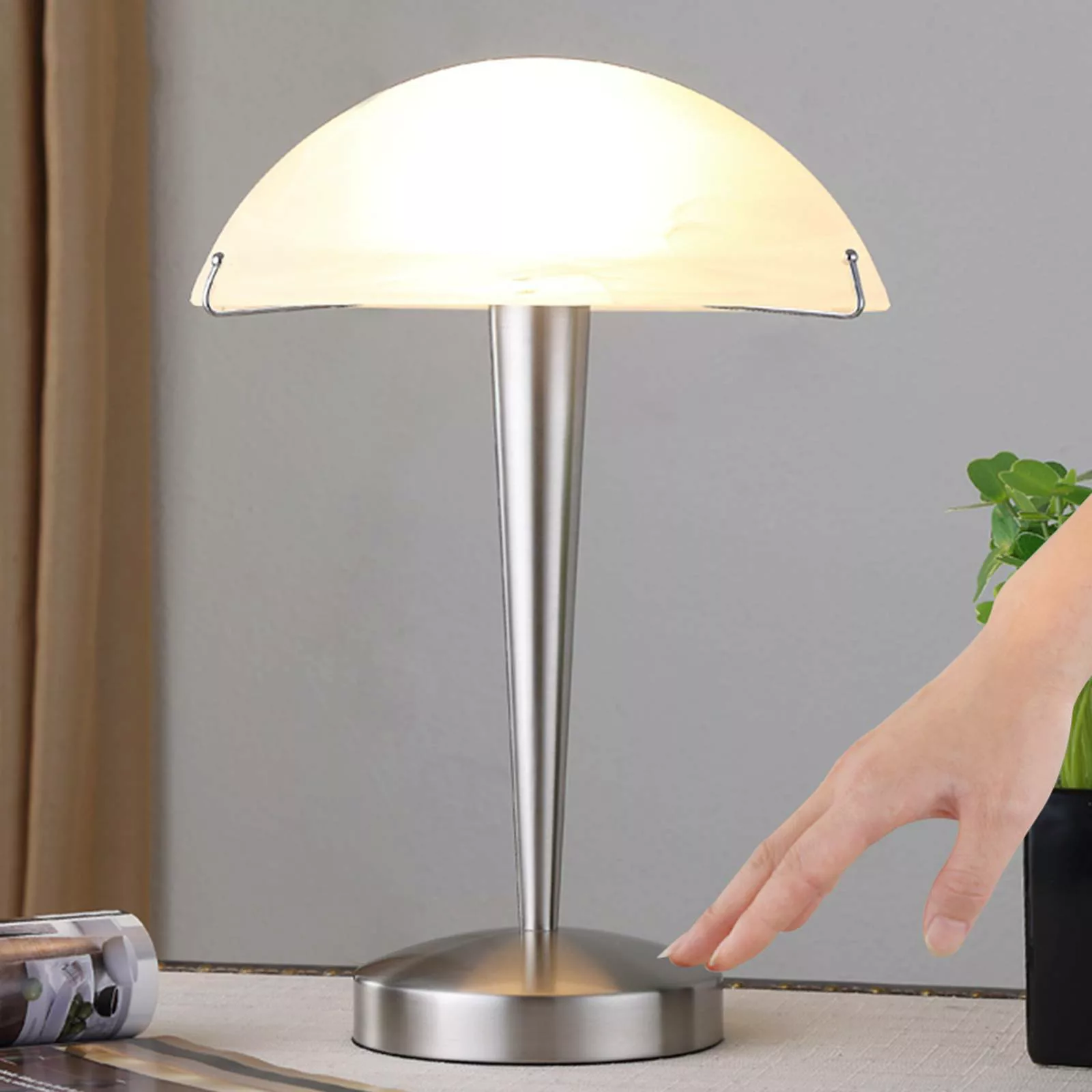 Tischlampe Viola mit Touchschalter, nickel matt günstig online kaufen