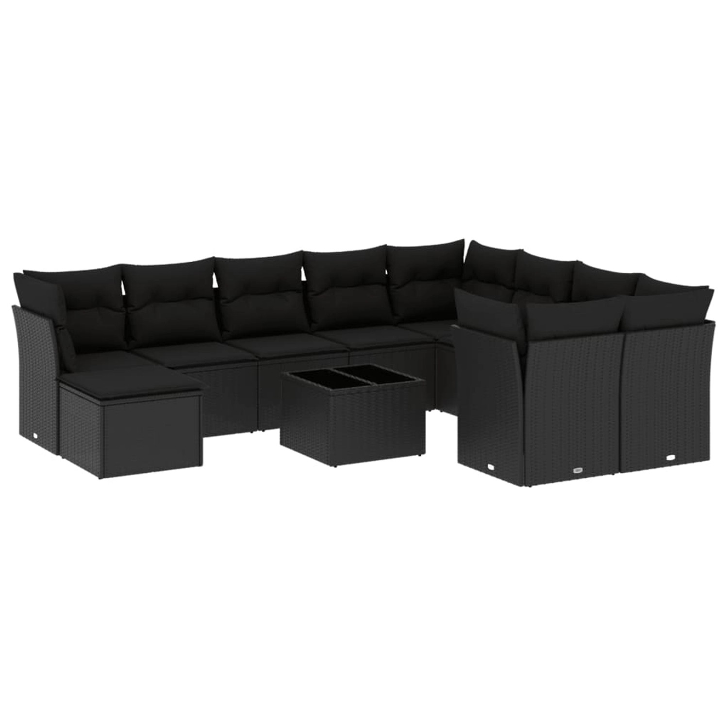 vidaXL 11-tlg Garten-Sofagarnitur mit Kissen Schwarz Poly Rattan Modell 27 günstig online kaufen