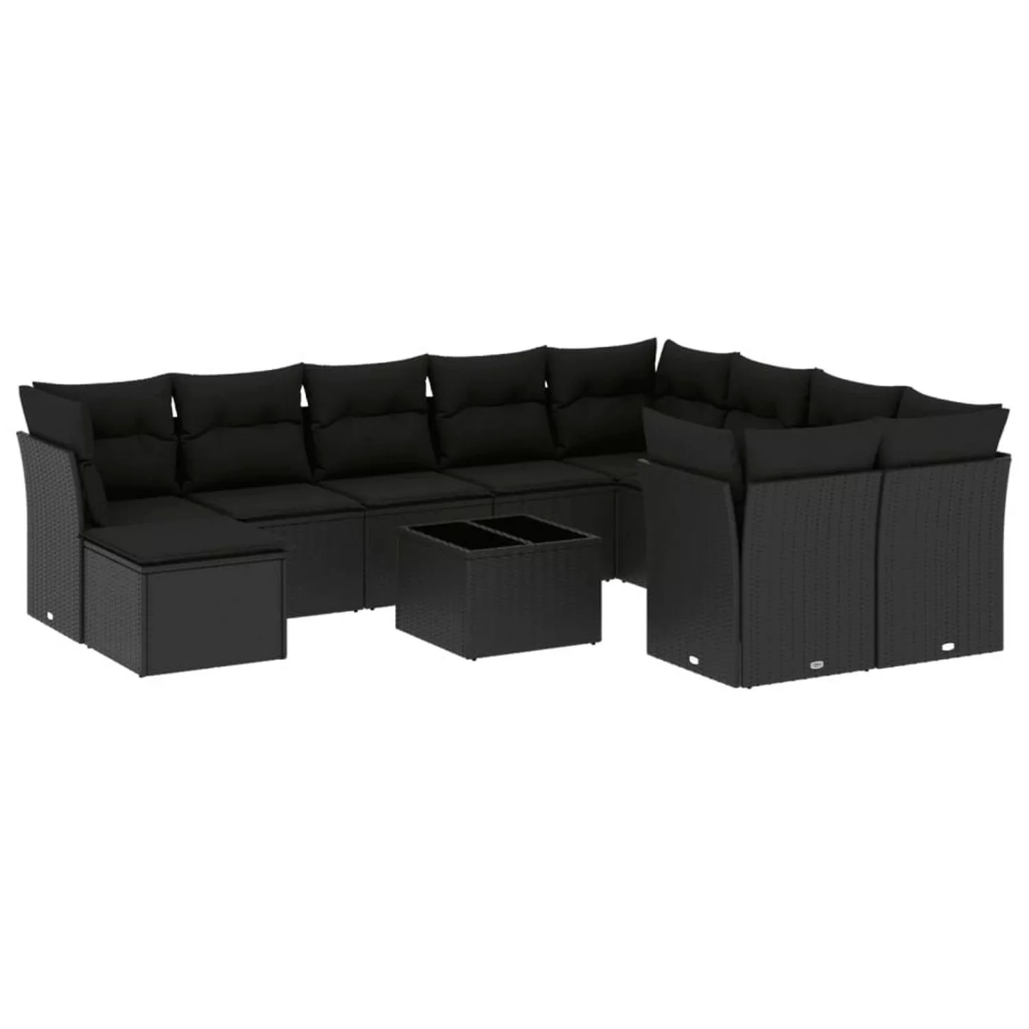 vidaXL 11-tlg Garten-Sofagarnitur mit Kissen Schwarz Poly Rattan Modell 27 günstig online kaufen