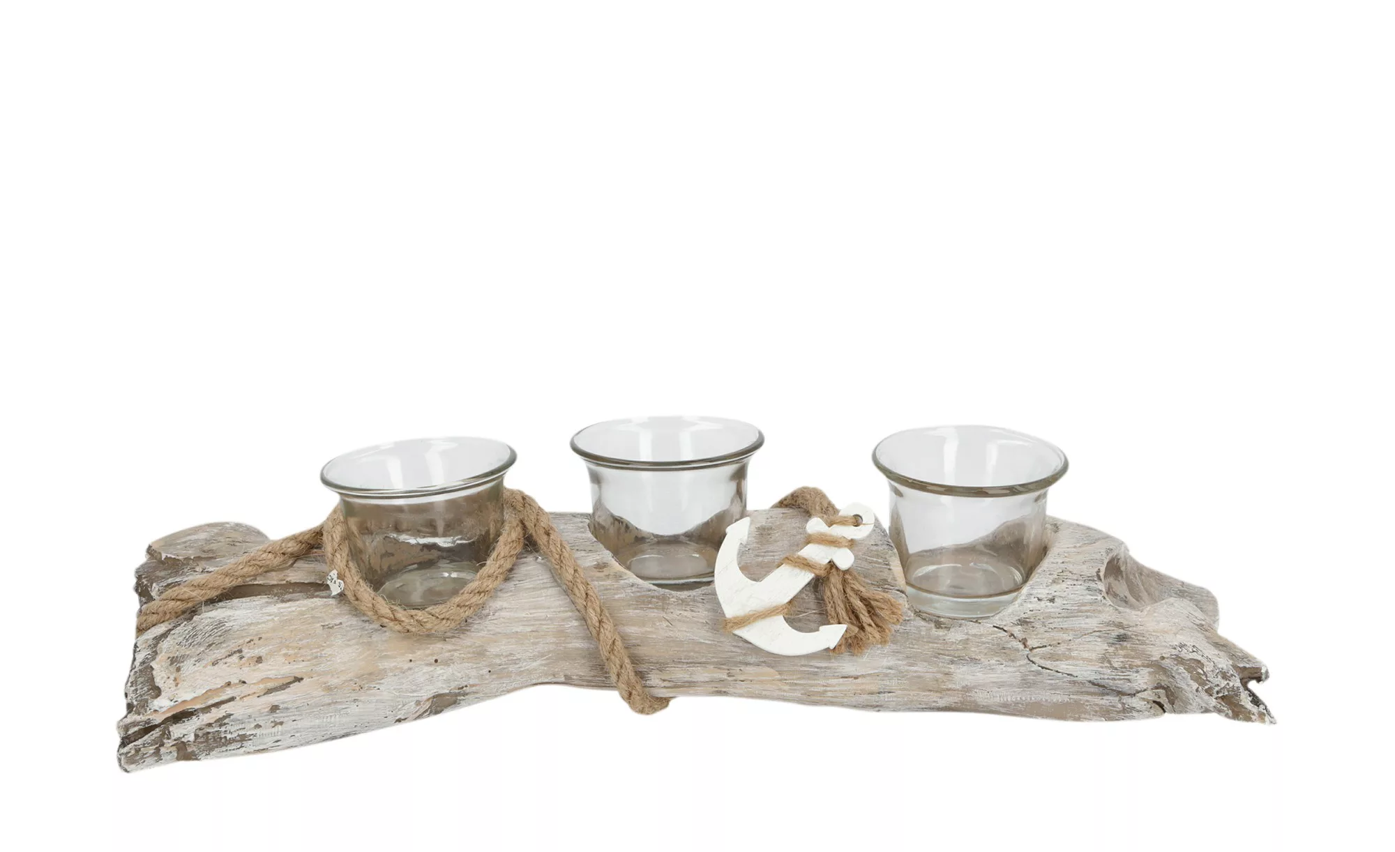 Teelichthalter Treibholz - holzfarben - Holz, Glas - 35 cm - Dekoration > K günstig online kaufen