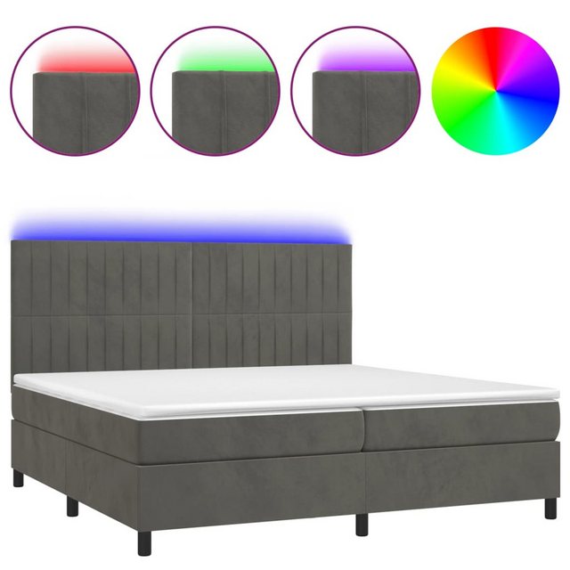 vidaXL Boxspringbett Boxspringbett mit Matratze & LED Samt (200 x 200 cm, D günstig online kaufen