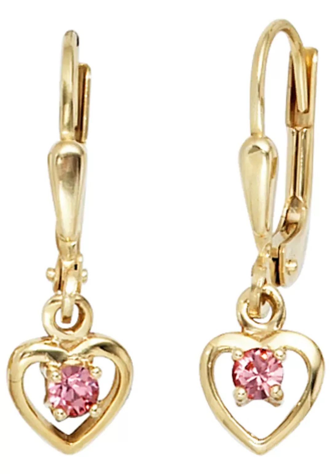 JOBO Paar Ohrhänger, Herz 333 Gold mit Glassteinen günstig online kaufen
