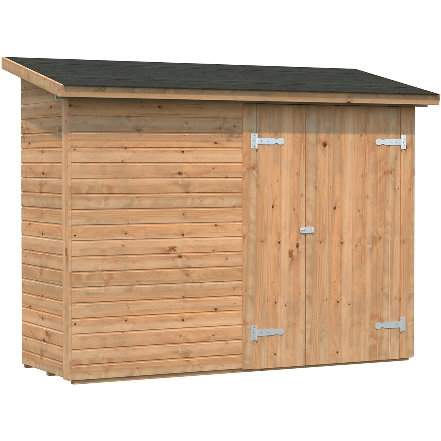 Palmako Leif Holz-Gartenhaus Braun Pultdach Tauchgrundiert 234 cm x 95 cm günstig online kaufen