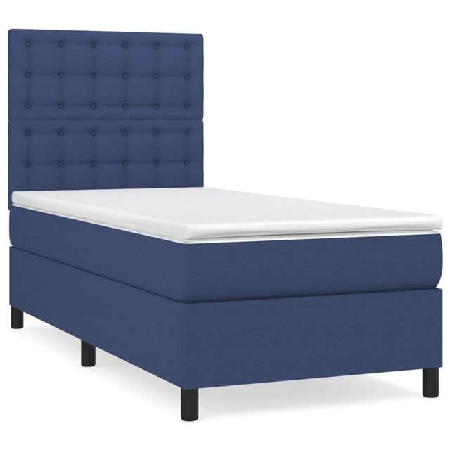 vidaXL Bettgestell Boxspringbett mit Matratze Blau 90x200 cm Stoff Bett Bet günstig online kaufen