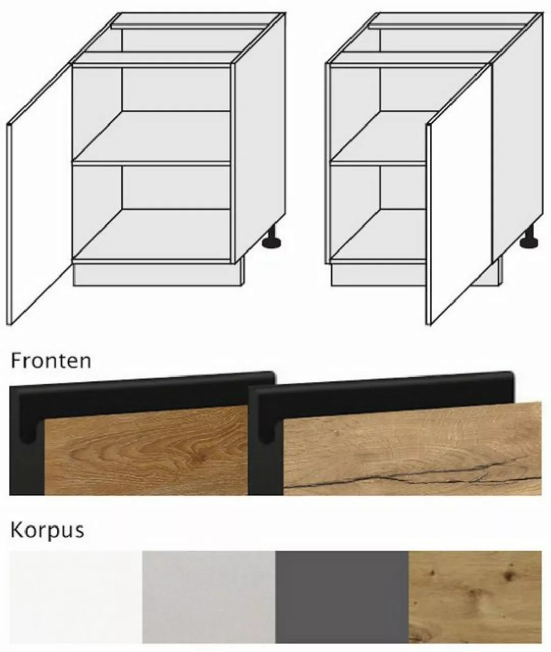 Feldmann-Wohnen Hochschrank Treviso (1-St) 40cm Front-, Korpusfarbe & Ausfü günstig online kaufen