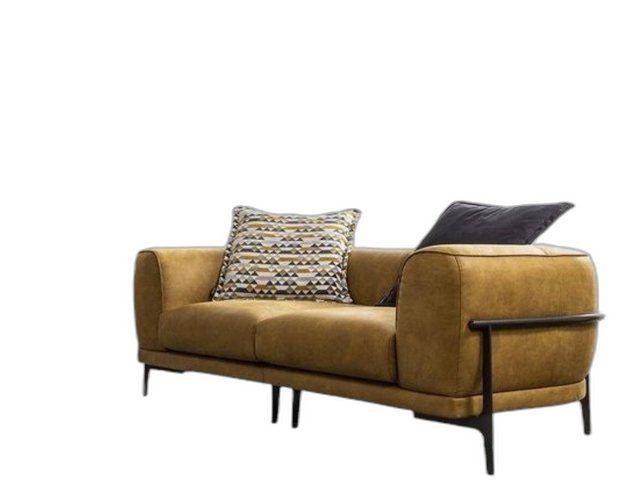 Xlmoebel Sofa Zwei-Plätzen Sofa 2-Sitz Modern Gelb Kunstleder Couch Stil, 1 günstig online kaufen