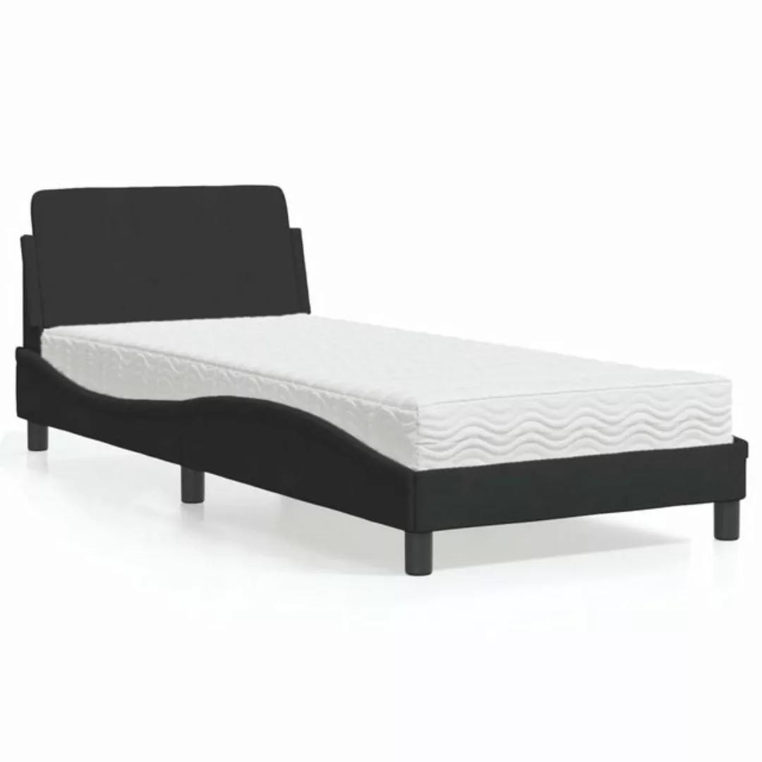 vidaXL Bettgestell Bett mit Matratze Schwarz 90x200 cm Samt Bettgestell günstig online kaufen