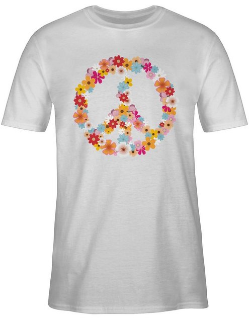 Shirtracer T-Shirt Peace Flower Power Hippie Peace Zeichen I Friedenszeiche günstig online kaufen