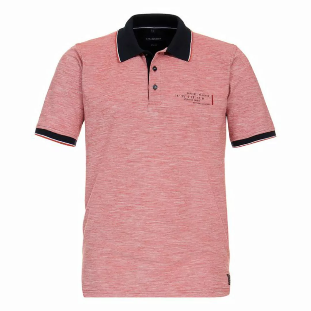 CASAMODA Poloshirt Große Größen Stretch-Poloshirt rot melange Mini-Print Ca günstig online kaufen