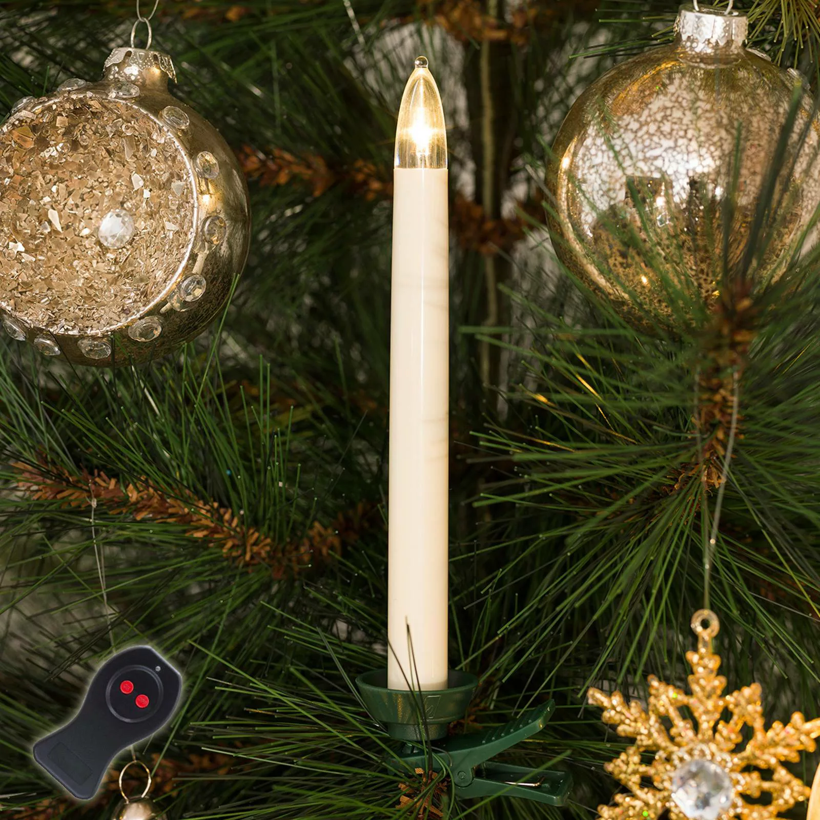 Christbaumkerzen LED kabellos, 16 cm, weiß 10-flg günstig online kaufen