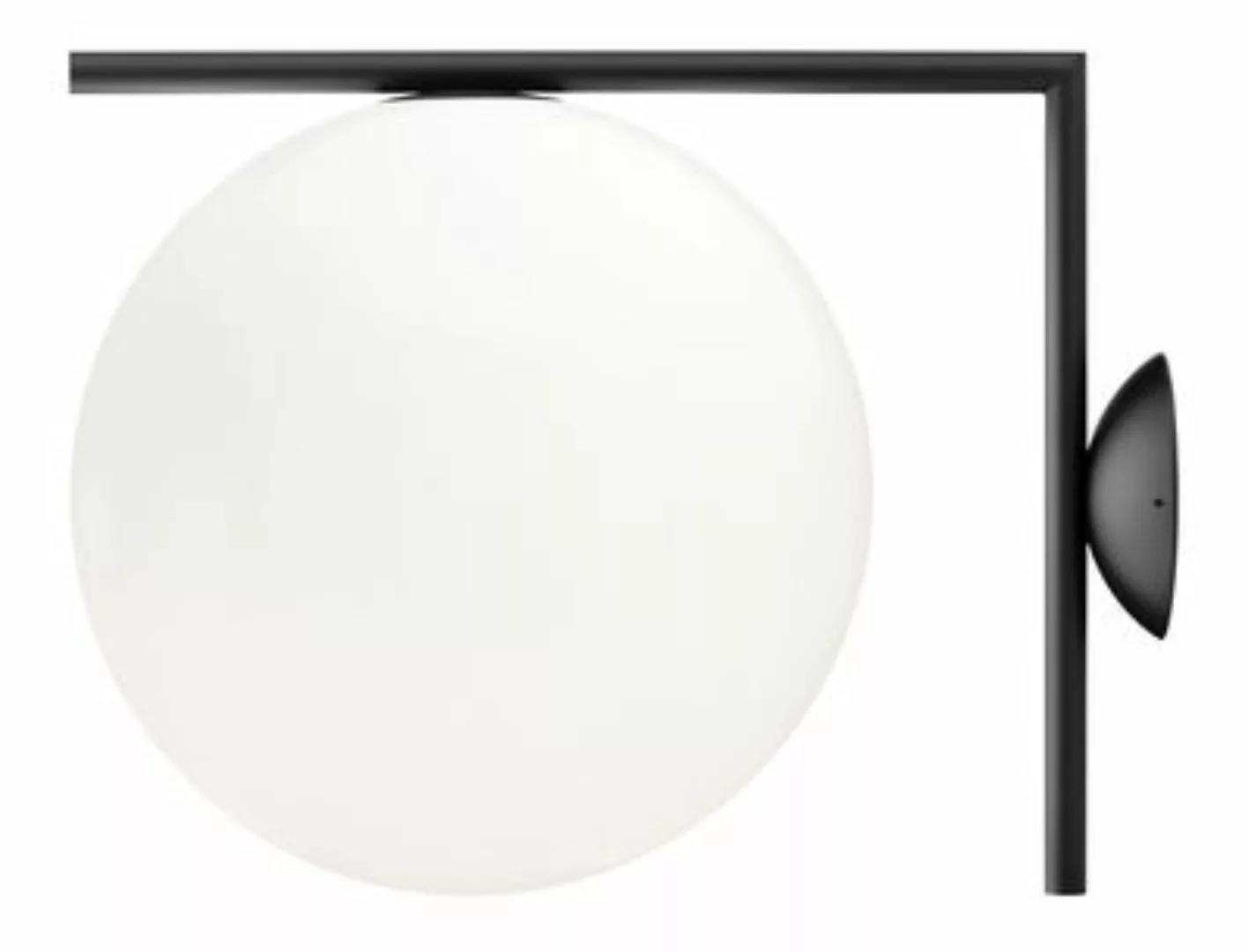 Wandleuchte IC W2 metall glas weiß schwarz / Ø 30 cm - Flos - Schwarz günstig online kaufen