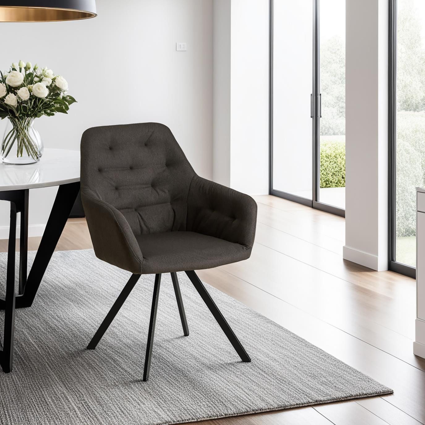 Homestyle4u Polsterstuhl Drehbar 6er Set in Grau 2353 günstig online kaufen