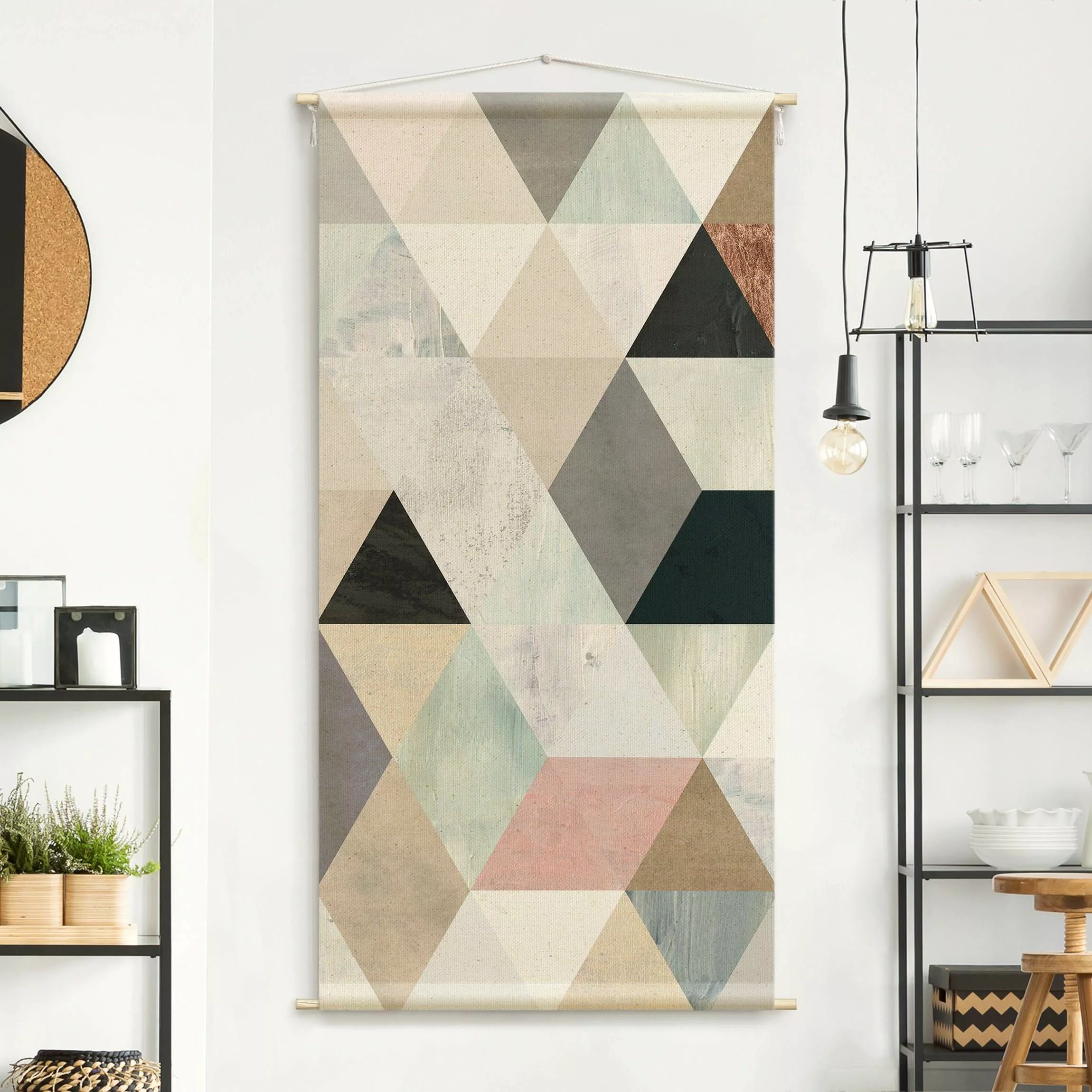Wandteppich Aquarell-Mosaik mit Dreiecken I günstig online kaufen