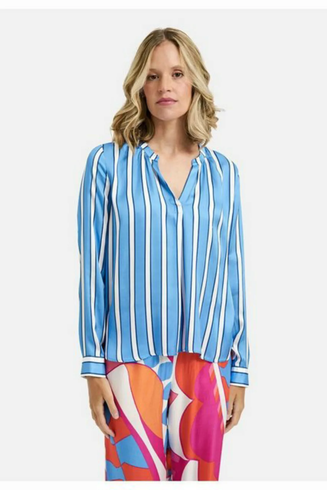 Milano Italy Blusentop BLOUSE W NECKPANEL, V-NECK, GATHERI günstig online kaufen