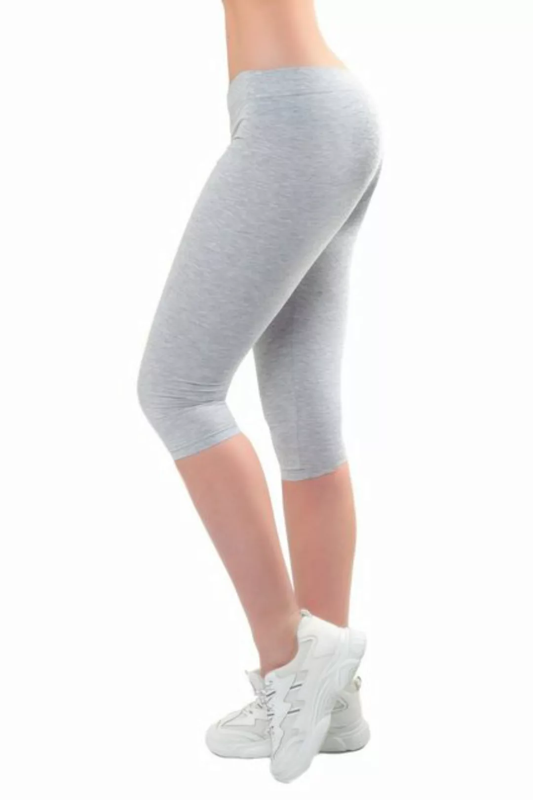 Bongual Caprileggings Damen Capri-Leggins aus Baumwolle-mix Basic Grautöne günstig online kaufen