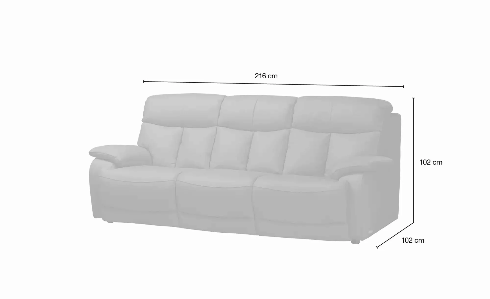 Wohnwert Ledersofa aus Echtleder Ambra ¦ beige ¦ Maße (cm): B: 218 H: 102 T günstig online kaufen