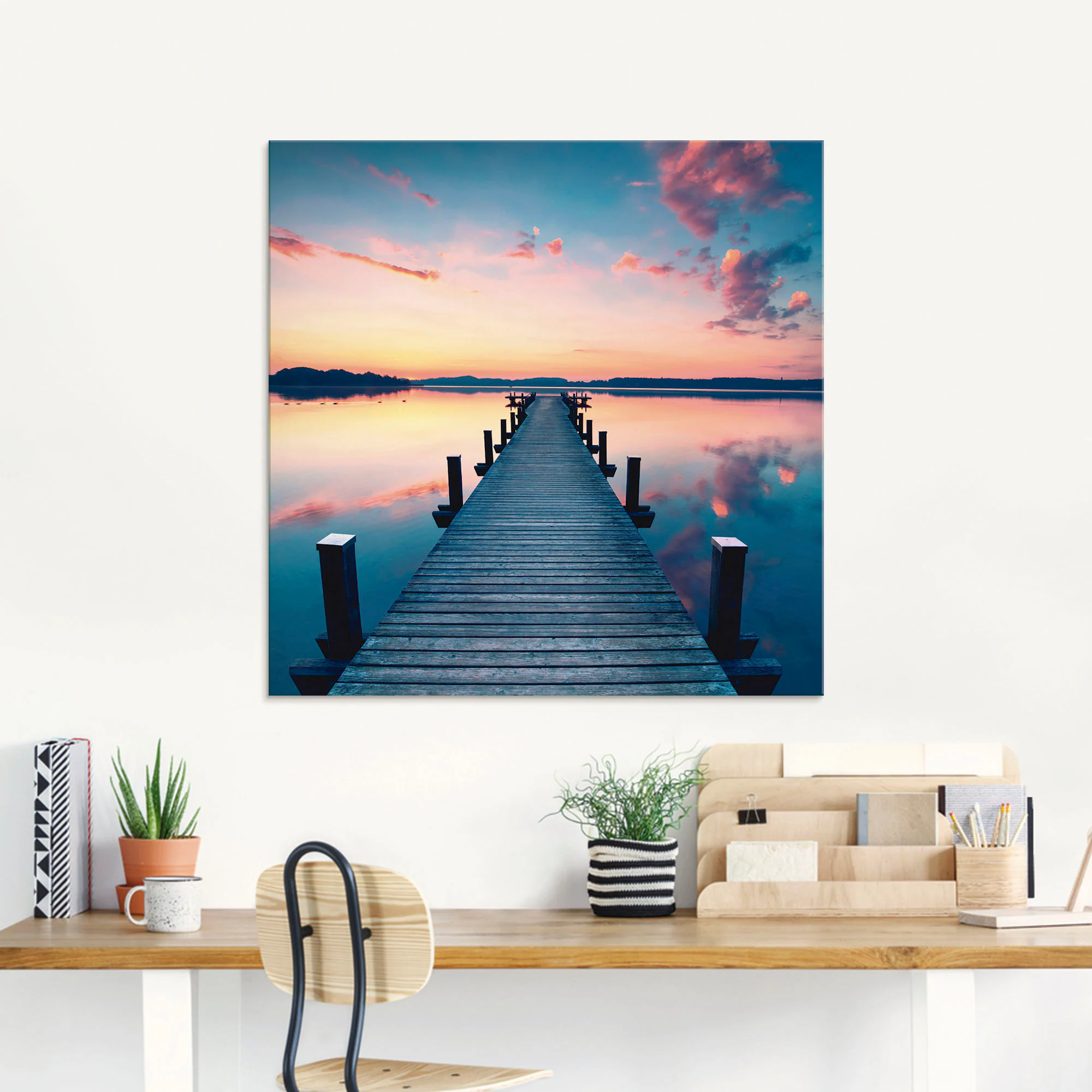Artland Glasbild »Langer Pier am See im Sonnenaufgang«, Gewässer, (1 St.), günstig online kaufen
