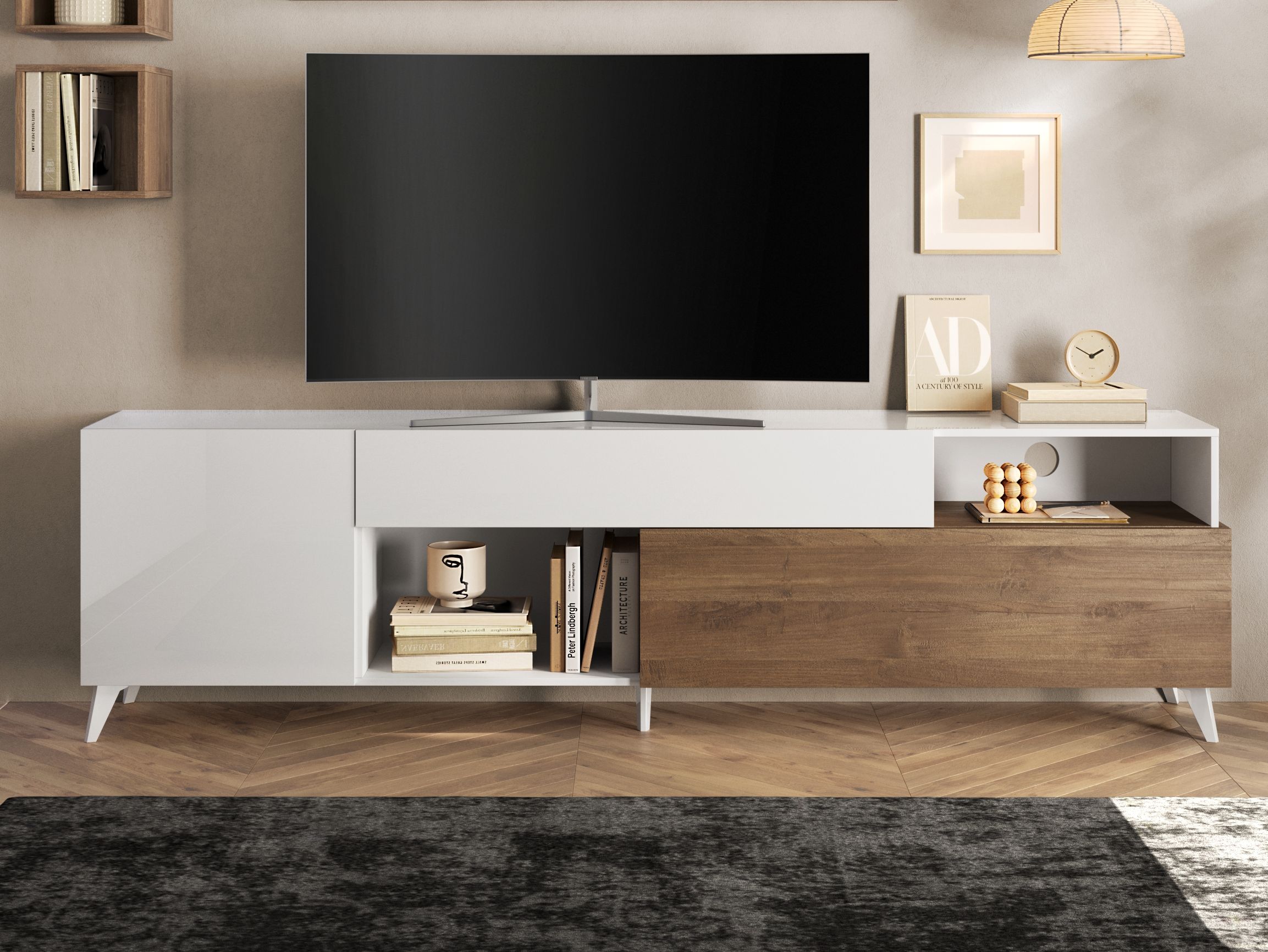 LC Lowboard "Monaco Breite 241 cm, TV-Board mit 1 Tür, 1 Klappe u. 1 Schubk günstig online kaufen