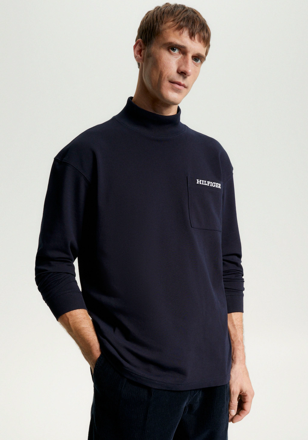 Tommy Hilfiger Langarmshirt "MONOTYPE PIQUE POCKET LS TEE" günstig online kaufen