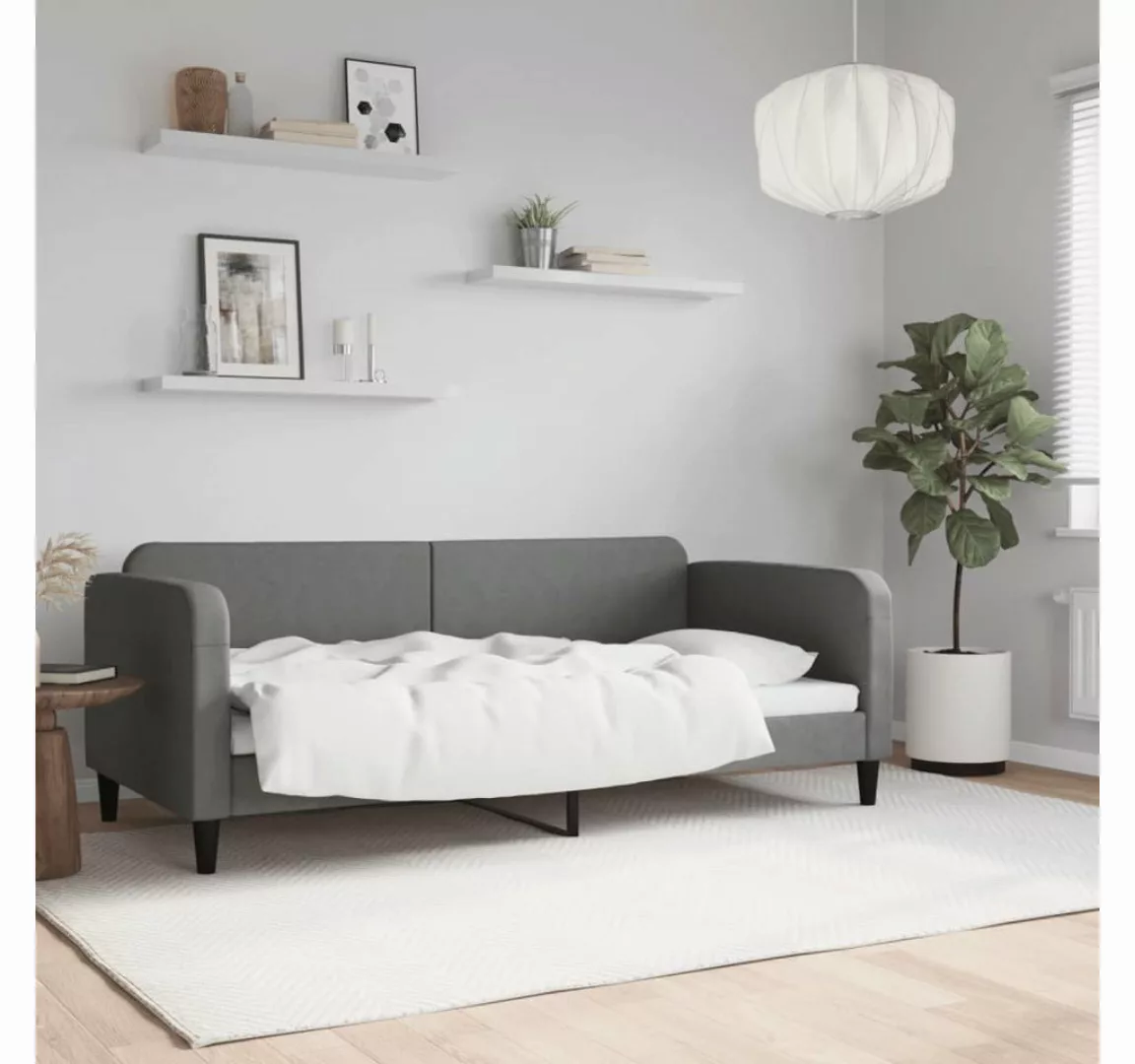 vidaXL Bett Tagesbett Dunkelgrau 90x190 cm Stoff günstig online kaufen