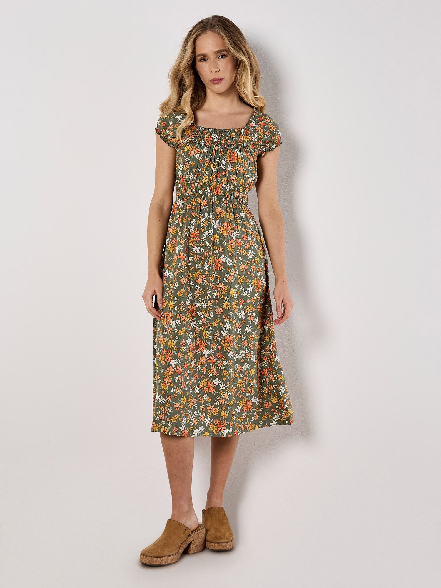 Apricot Druckkleid Milkmaid Ditsy Midi Dress, günstig online kaufen