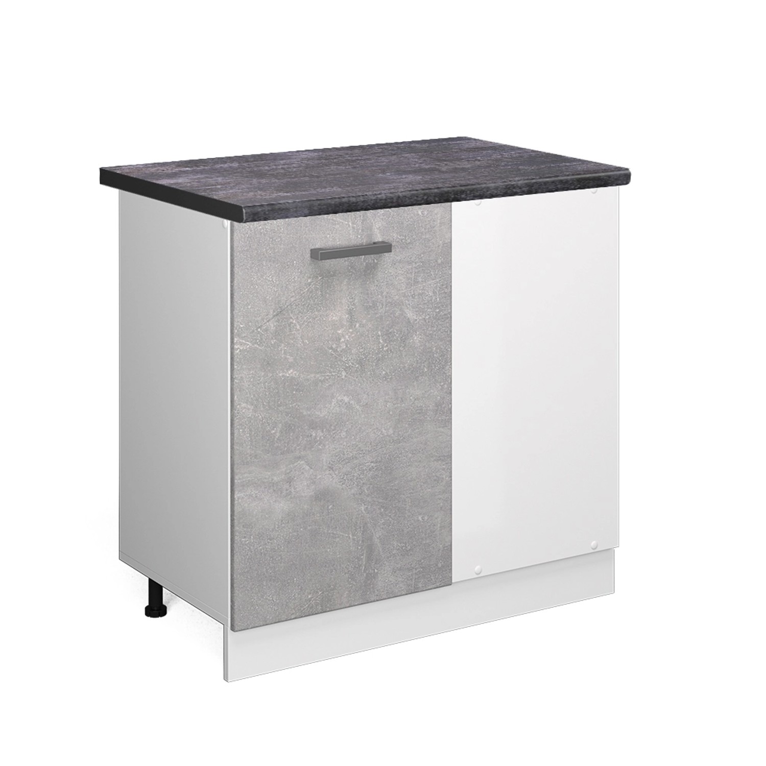 Vicco Eckunterschrank R-Line Küchen Eckschrank Beton/Weiß 86 cm AP Eiche günstig online kaufen