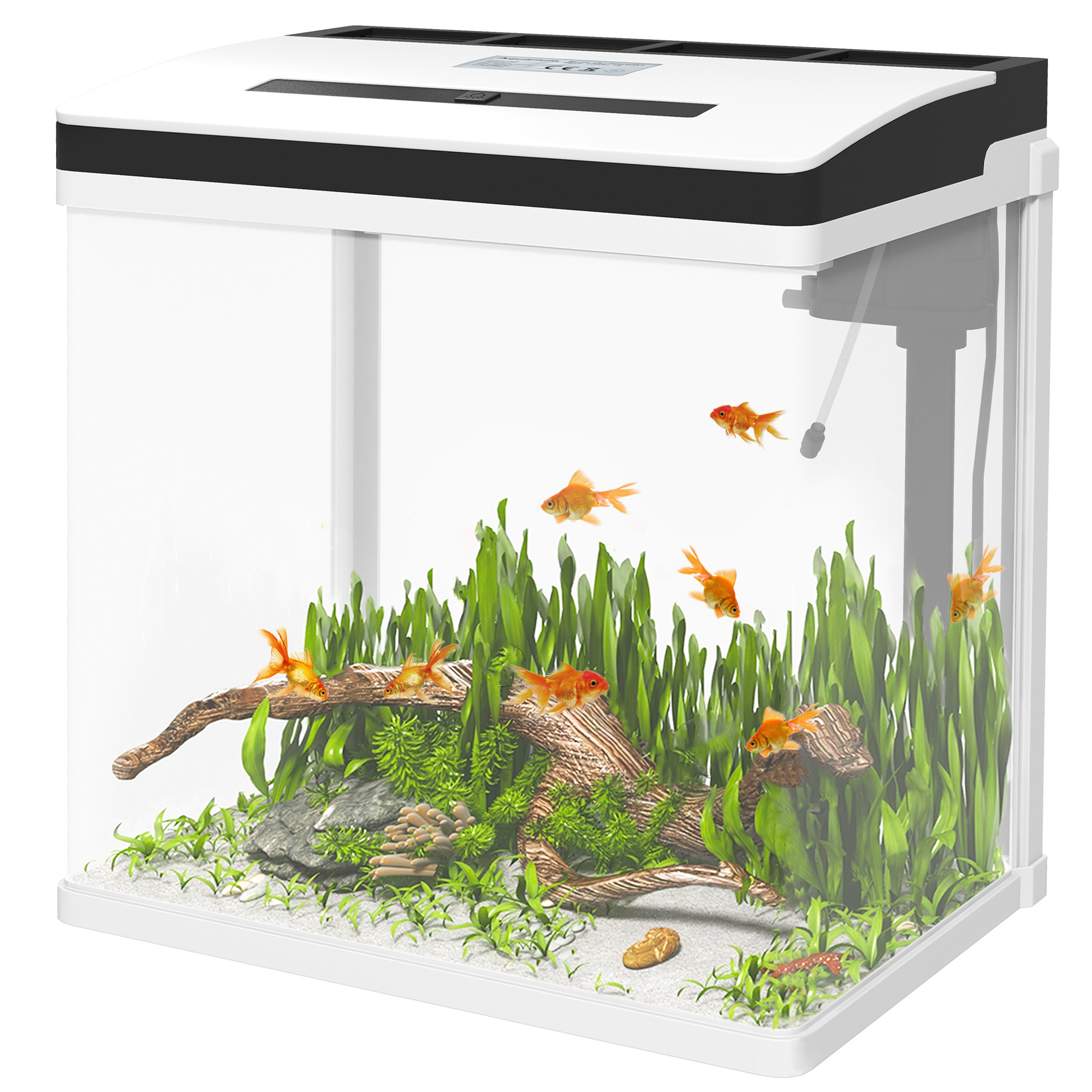 PawHut Aquarium aus Glas mit Filter, Deckel und LED-Licht für Fische, Fassu günstig online kaufen