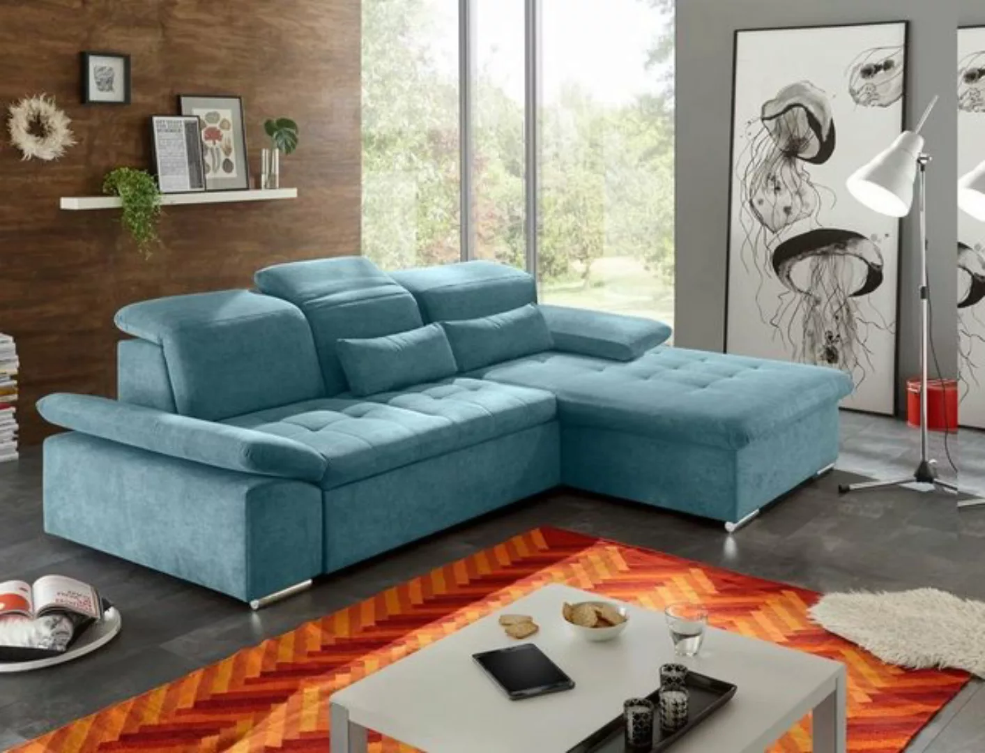ED EXCITING DESIGN Ecksofa, Wayne Ecksofa 276x188 cm Couch Eckcouch Sofa Bl günstig online kaufen