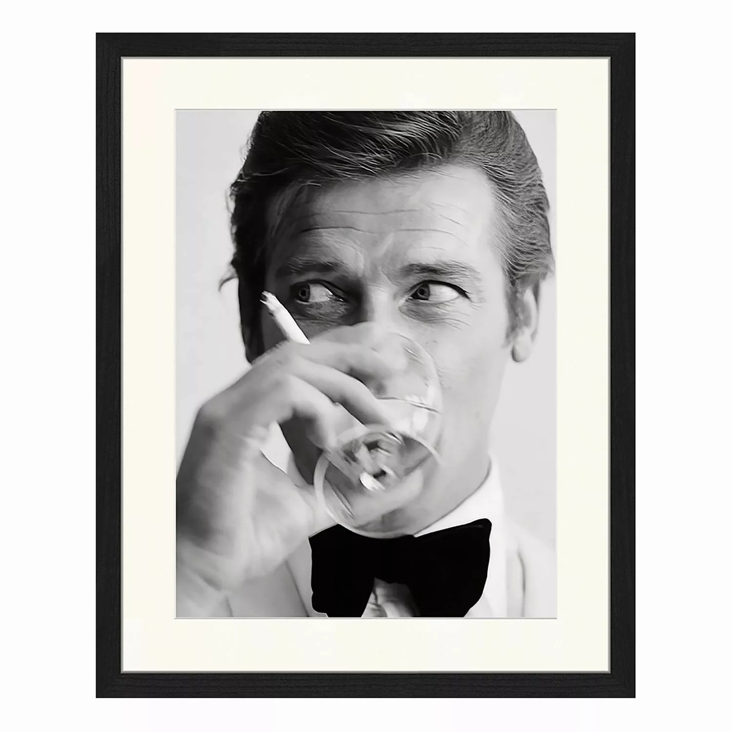 Any Image Wandbild Roger Moore, Martini schwarz Gr. 40 x 50 günstig online kaufen