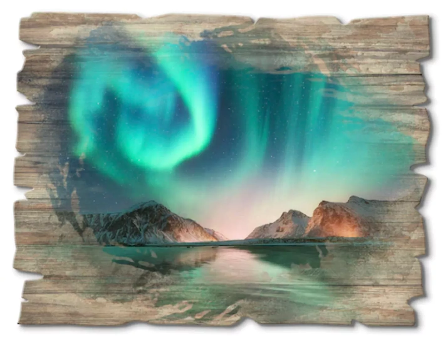 Artland Holzbild "Auroraborialis - Nördliches Polarlicht", Europa, (1 St.) günstig online kaufen