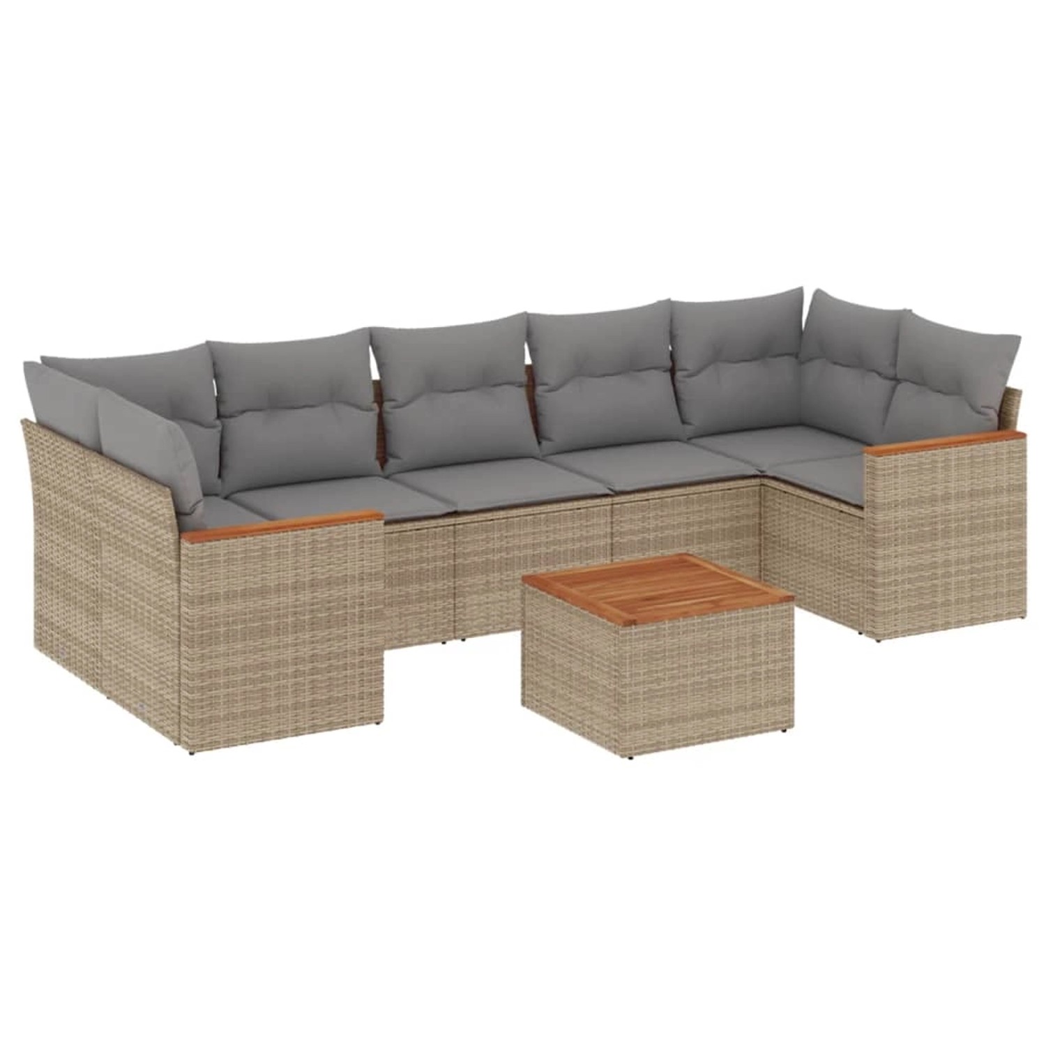 vidaXL 8-Tlg Garten-Sofagarnitur mit Kissen Beige Poly Rattan 3225814 günstig online kaufen