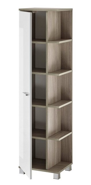 Furn.Design Hochschrank Venni (Badschrank in weiß und Eiche, 38 x 140 cm) H günstig online kaufen