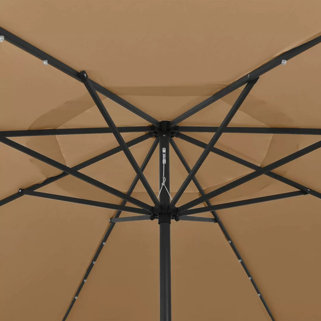 Sonnenschirm Mit Led-leuchten Und Metallmast 400 Cm Taupe günstig online kaufen