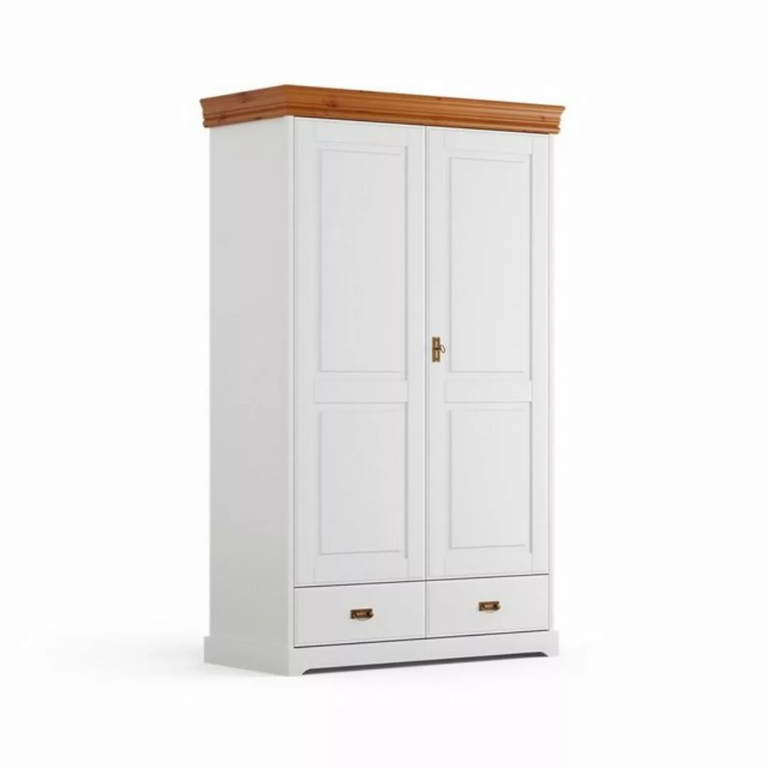 Natur24 Kleiderschrank Kleiderschrank Tuscany Kiefer massiv 2-Türig mit Sch günstig online kaufen