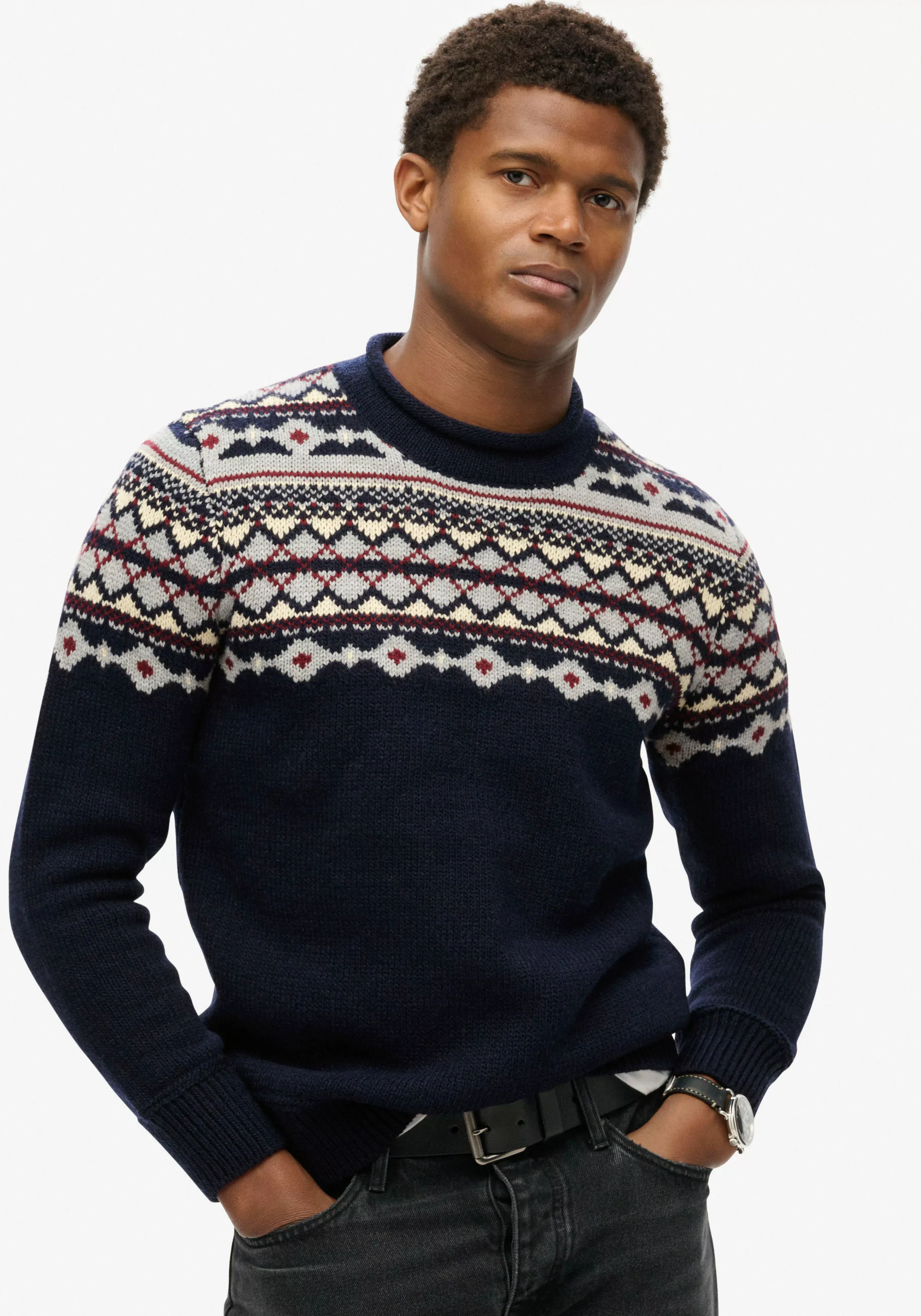 Superdry Rundhalspullover "FAIRISLE KNIT CREW JUMPER" günstig online kaufen