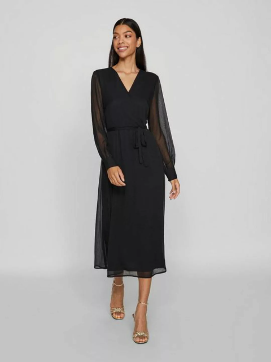 Vila Chiffonkleid VIFALIA V-NECK L/S MIDI DRESS - NOOS günstig online kaufen