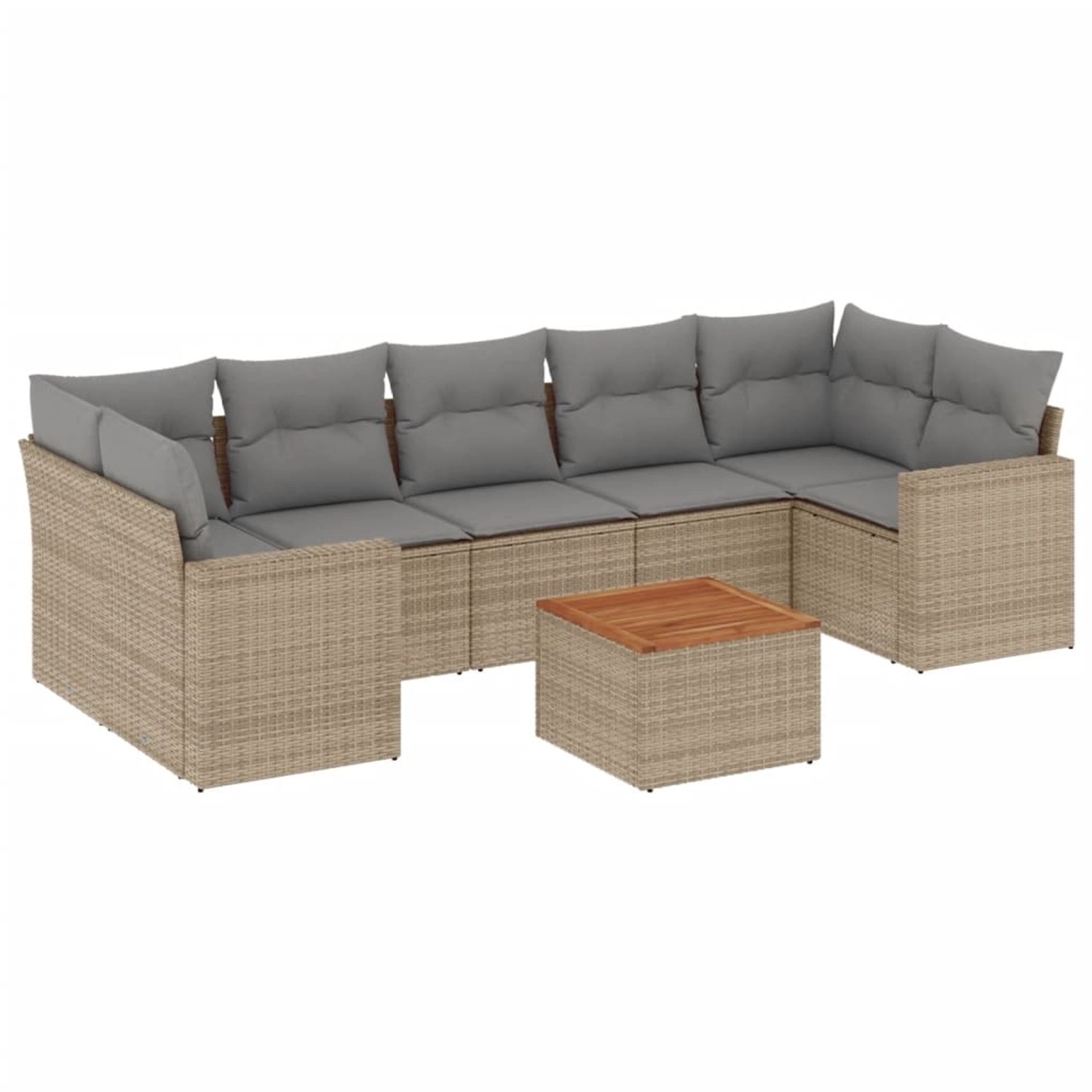 vidaXL 8-Tlg Garten-Sofagarnitur mit Kissen Beige Poly Rattan 3256367 günstig online kaufen