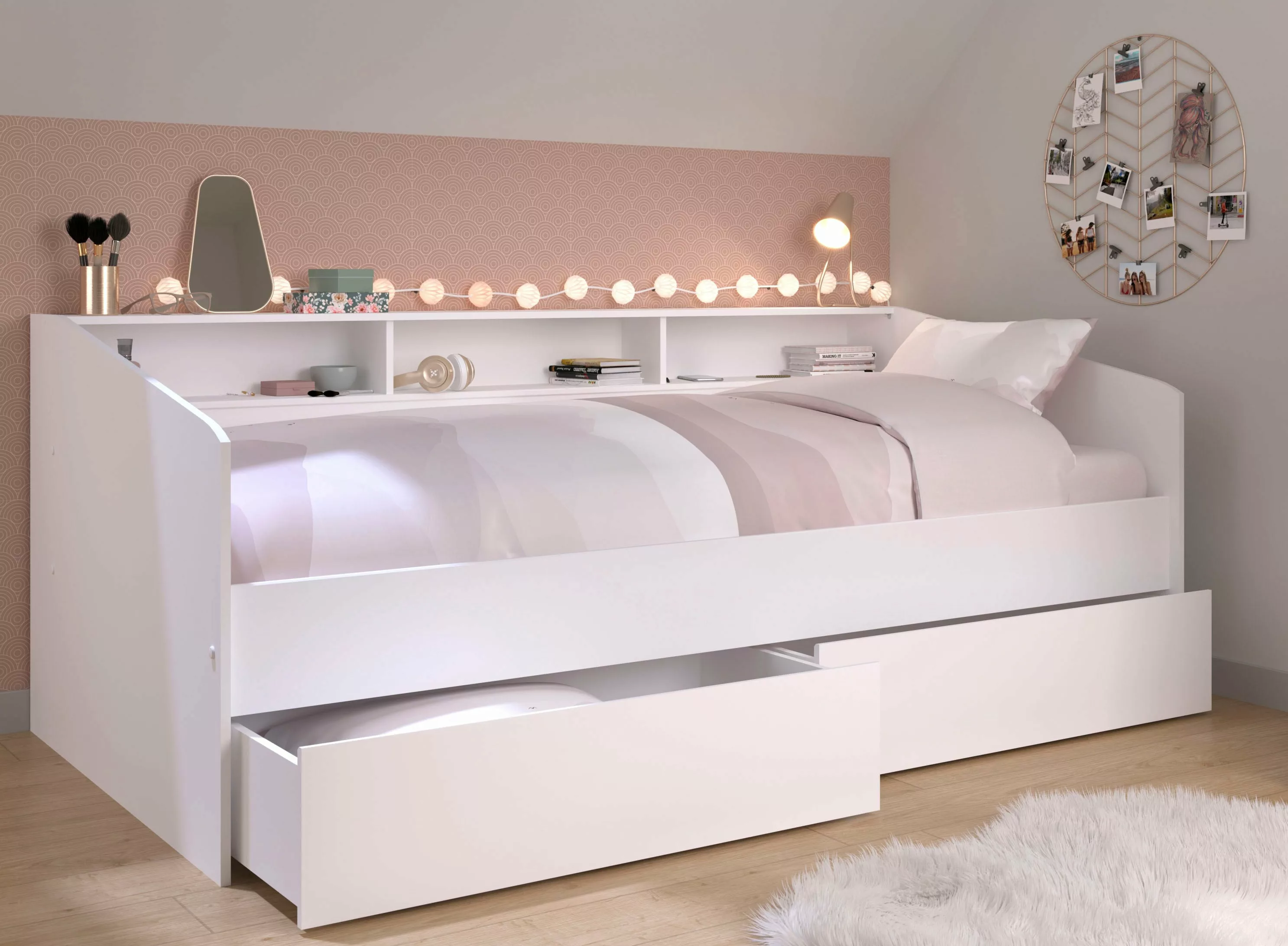 Parisot Stauraumbett "Sleep, Daybed, Kinderbett, Rückwand der Regale drehba günstig online kaufen