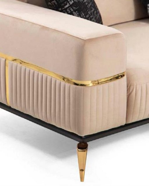 JVmoebel Sofa Moderne Luxus Sofa Design Dreisitzer mit Edelstahlelementen B günstig online kaufen