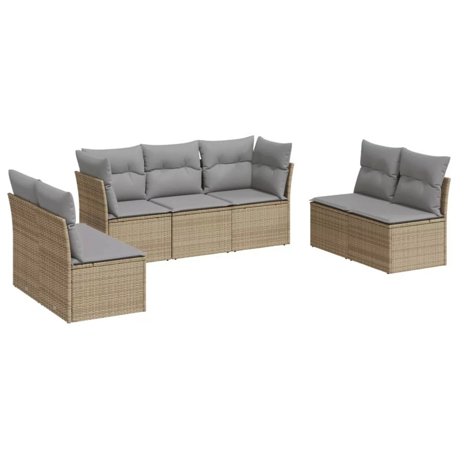 vidaXL 7-tlg Garten-Sofagarnitur mit Kissen Beige Poly Rattan Modell 74 günstig online kaufen