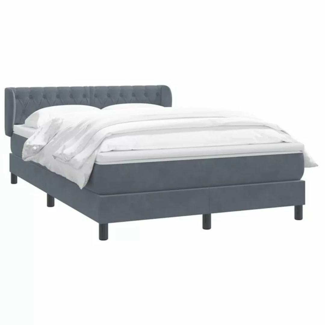 vidaXL Bett Boxspringbett mit Matratze Dunkelgrau 160x210 cm Samt günstig online kaufen