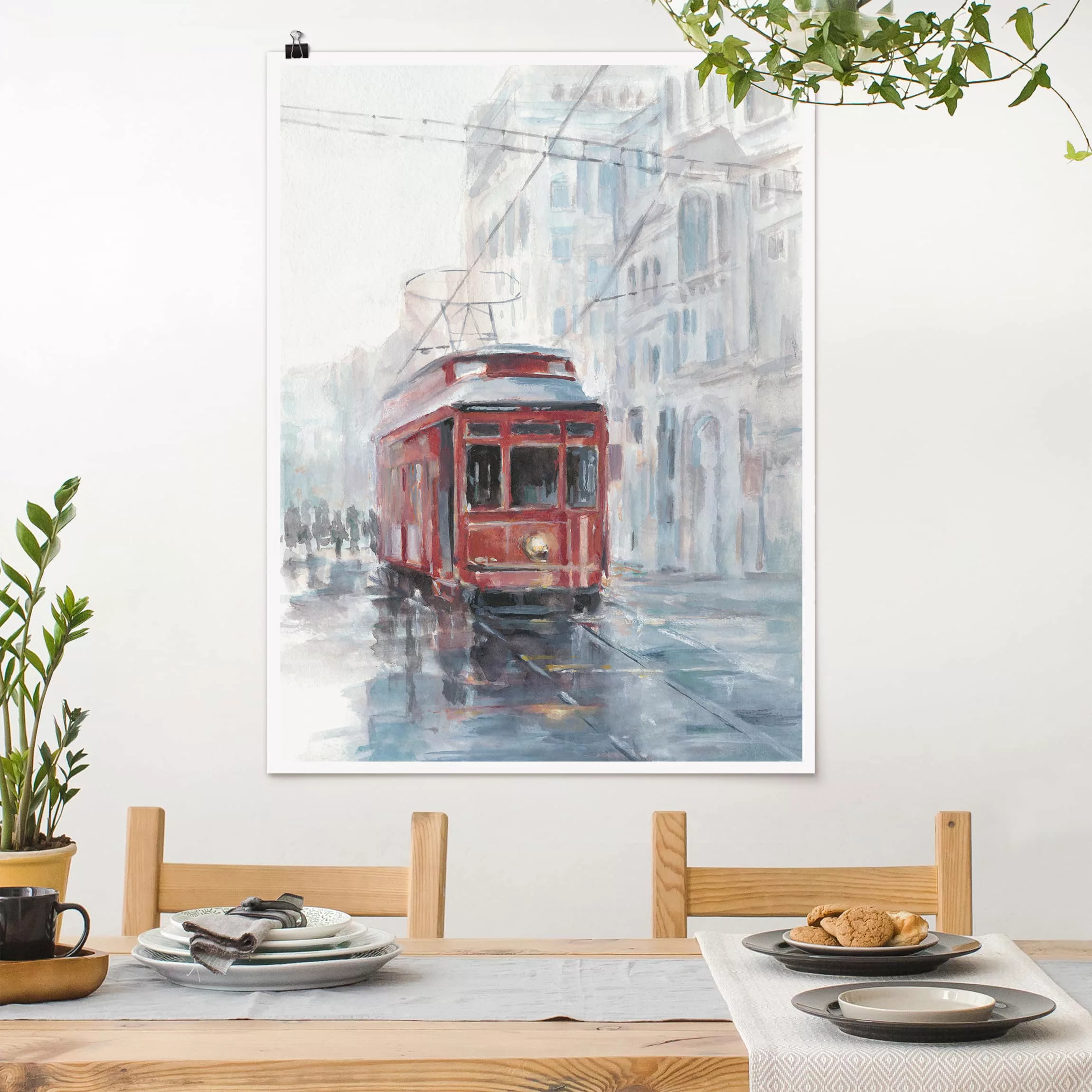 Poster Architektur & Skyline - Hochformat Straßenbahn-Studie II günstig online kaufen