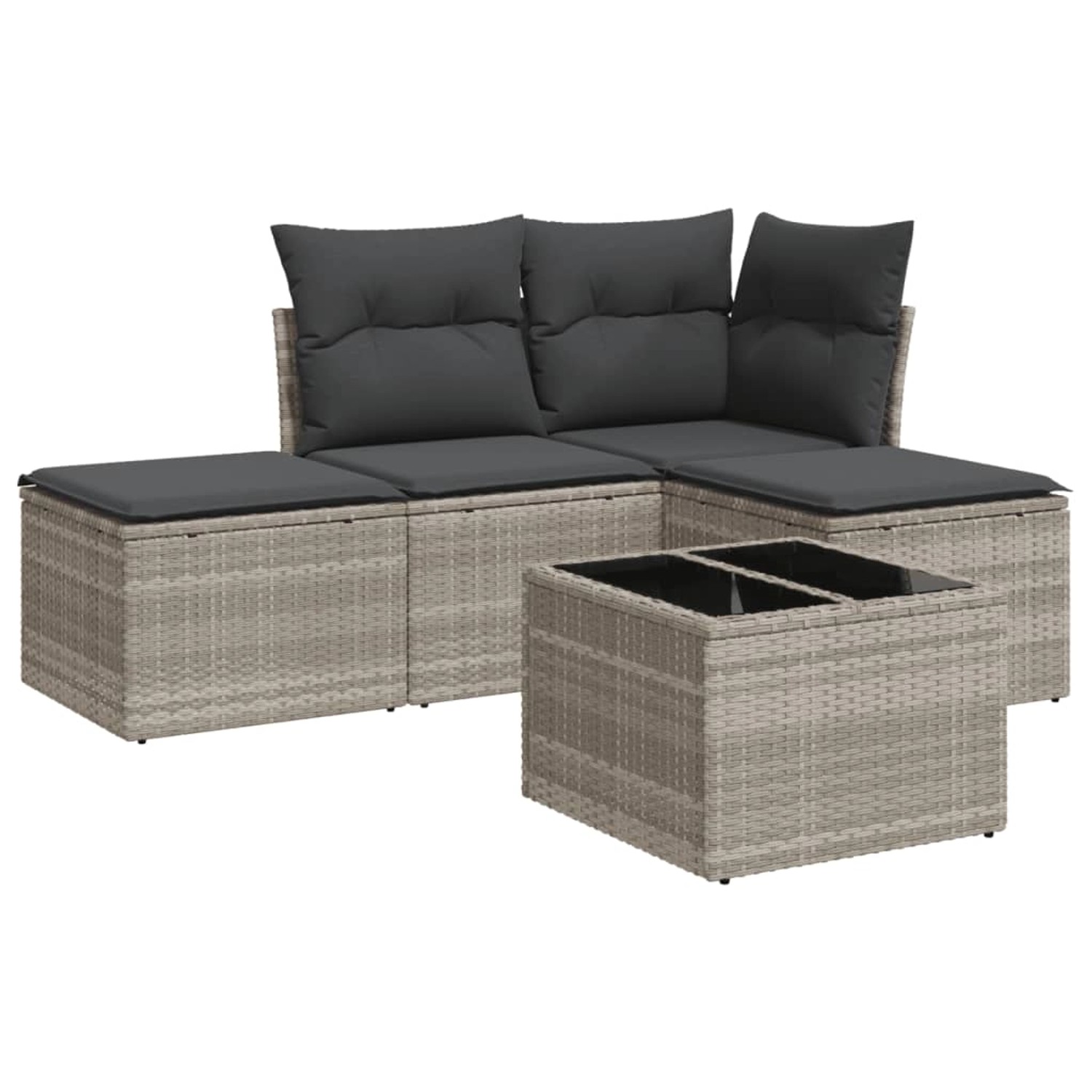 vidaXL 5-tlg Garten-Sofagarnitur mit Kissen Hellgrau Poly Rattan Modell 14 günstig online kaufen