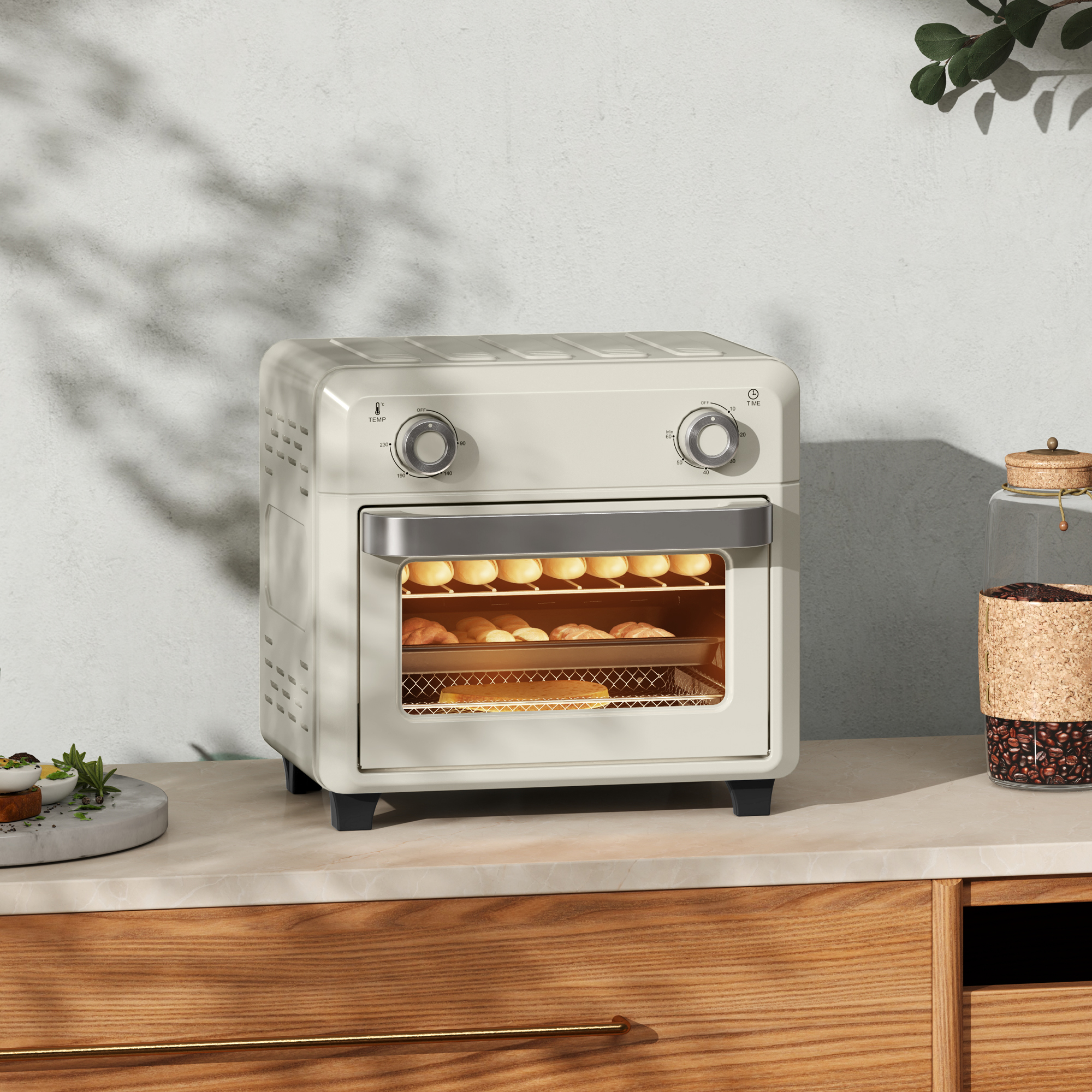 HOMCOM Minibackofen mit Umluft 10L 2 in 1 Mini Ofen mit Ofenrost, Backblech günstig online kaufen