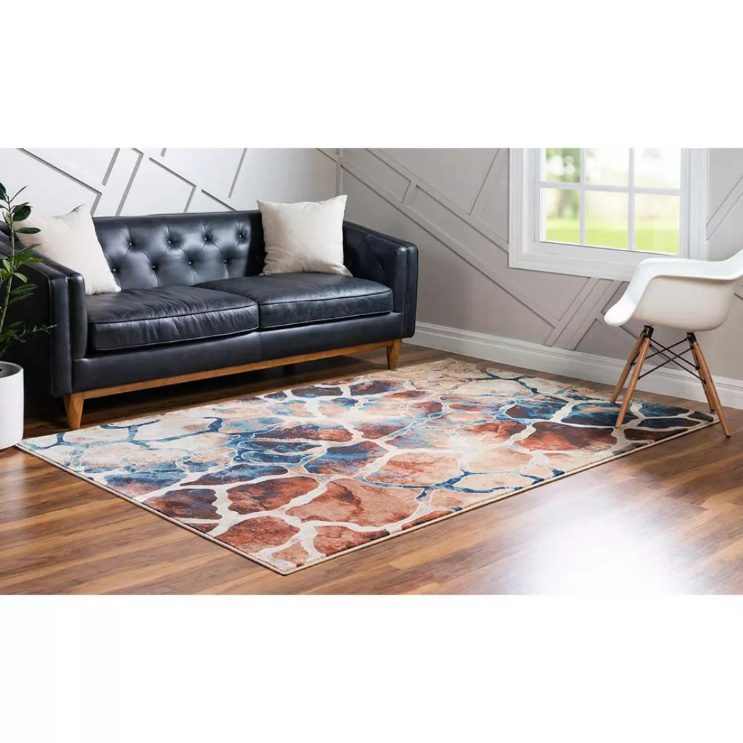 Teppich mit abstraktem Muster in Beige mehrfarbig Kurzflor günstig online kaufen