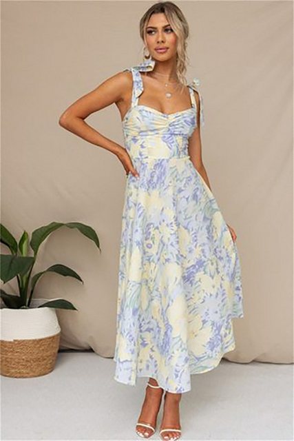 BlauWave Abendkleid Bedruckte mittellange Kleider mit Haltern für Frauen (1 günstig online kaufen